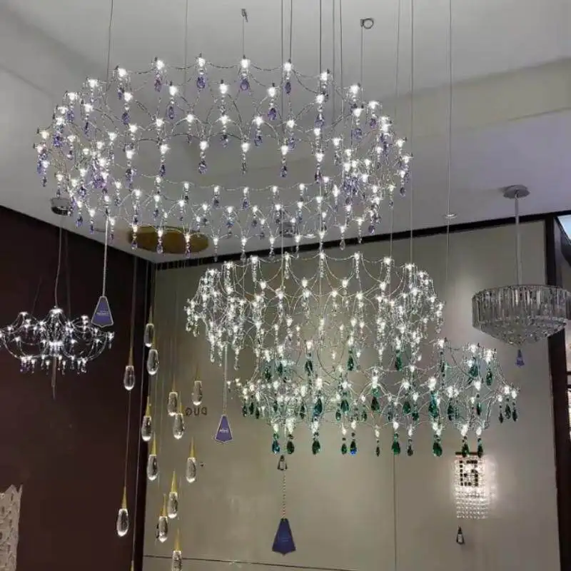 Modern Minimalist Crystal Chandelier Grand Hall Italian Luxury High-end Light Cube Firefly Chandelier Fixture Indoor Home Decor