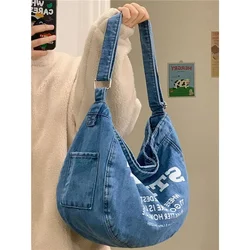 2023 New Casual Denim Handbag Women Messenger Shoulder Bags Designer Tote Bag School Supplies Vintage Korean Style Y2k Purse