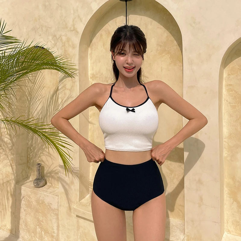 

2025 New Women's High Waist Bikini Set Lace Up Two Piece Swimwear Sexy Bathing Suit Beachwear