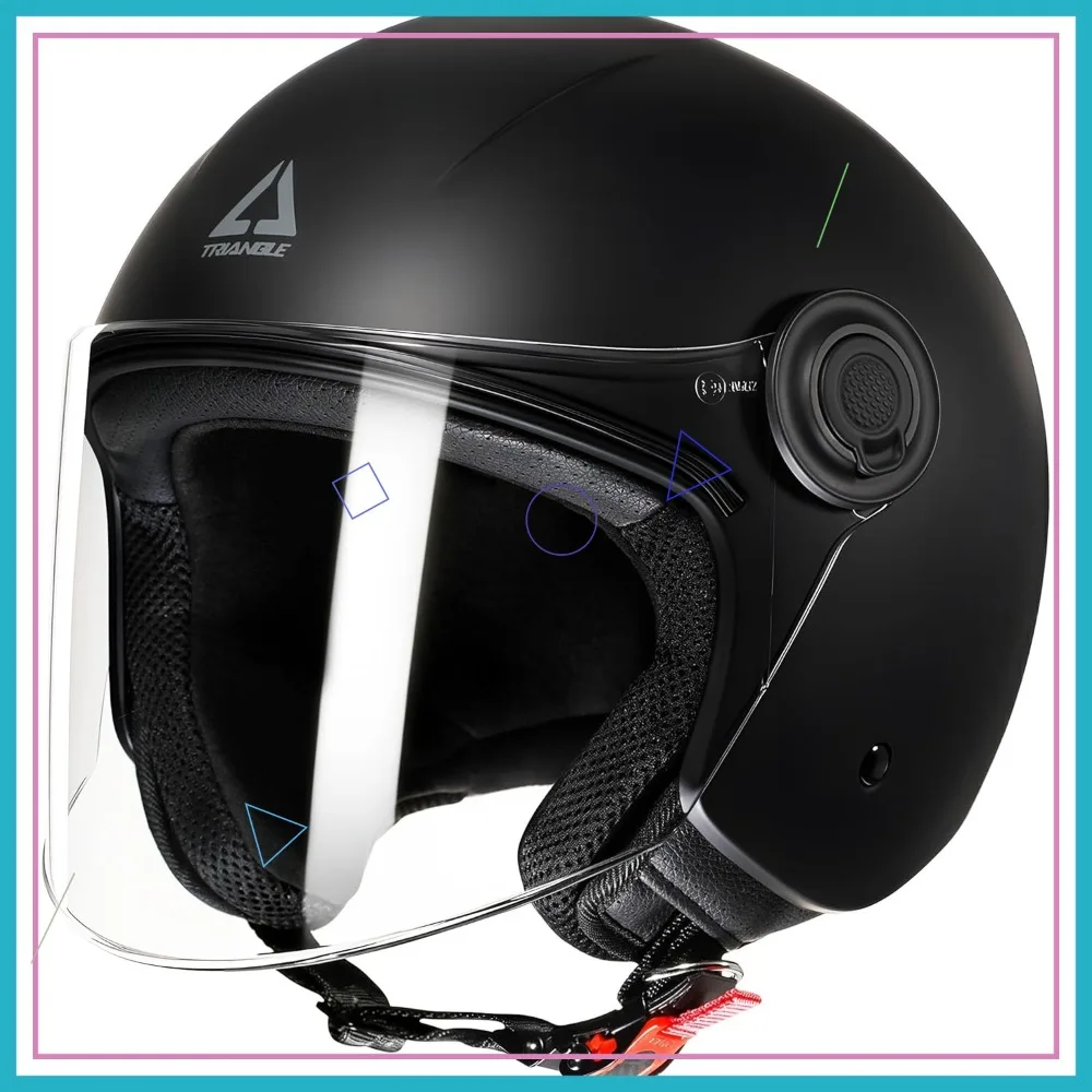 

Retro 3/4 Open Face Motorcycle Helmet with Clear Visor, DOT Approved for Men Women
