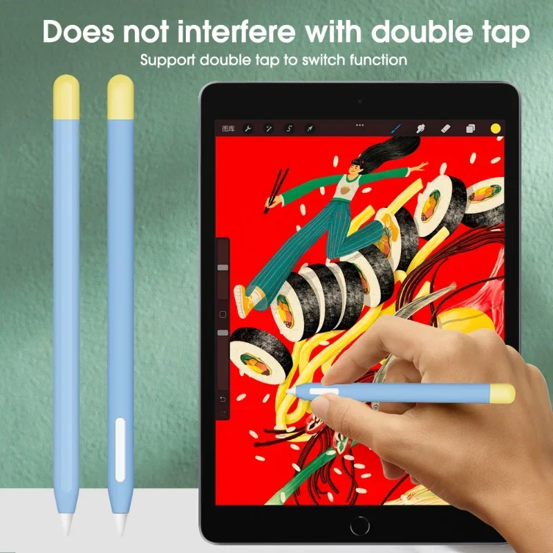 Stylus Cover Silicone Pen Case For Apple Pencil 2 Color Matching Stylus Protective Case Non-slip Anti-fall iPencil Skin Cover