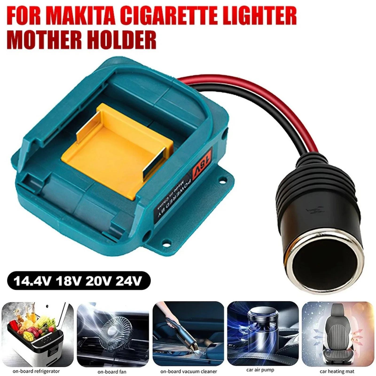 Auto-Zigarettenanzünder-Adapter für Makita 18V Lithium-Akku BL1815 BL1830, Stromwandler für 12V-Steckdose, für Camping und Reisen