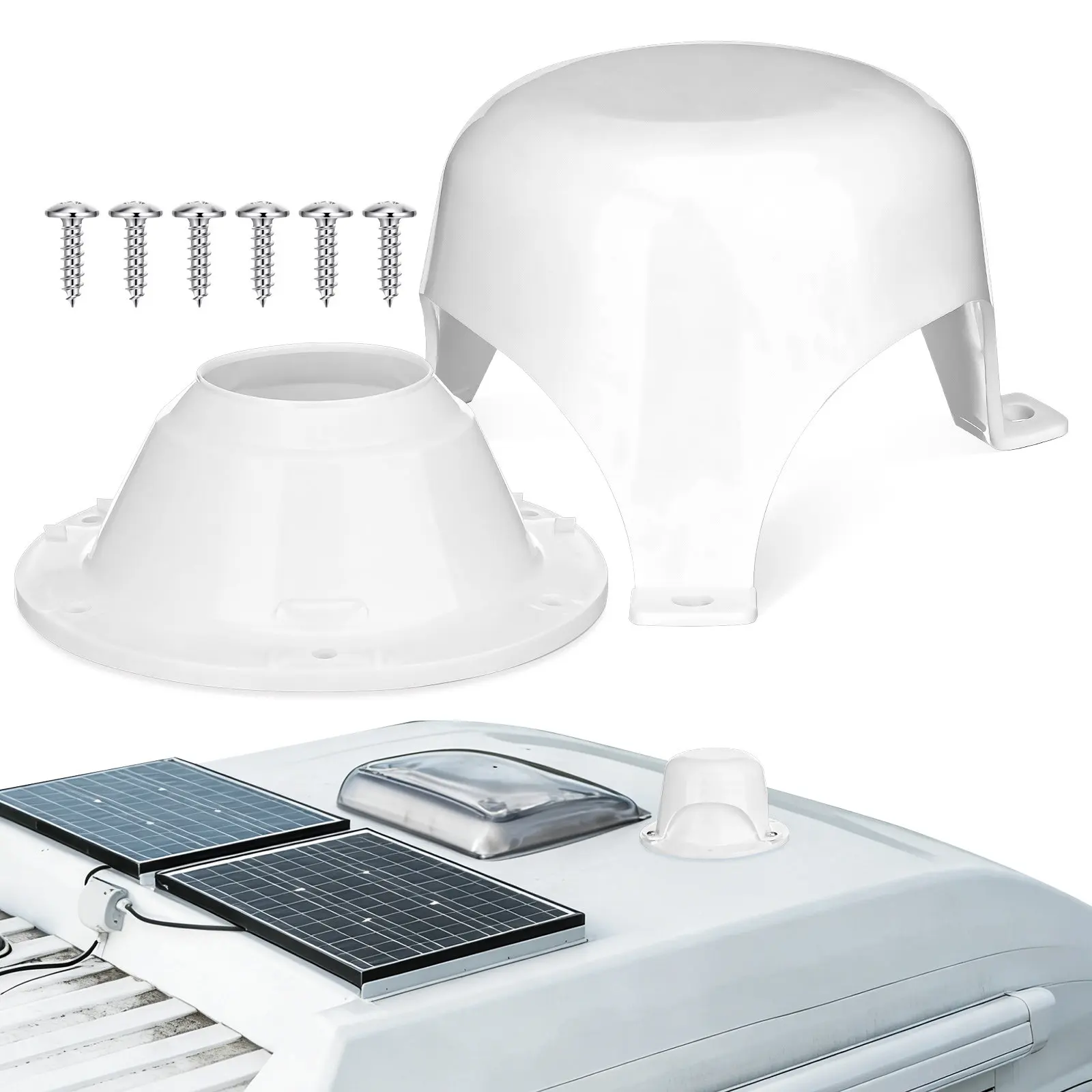 

White Plastic Rv Roof Vent Cap 2 Inch Plumbing Vent Cover Replacement Screws Camper Trailer Lid Rv Plumbing Parts
