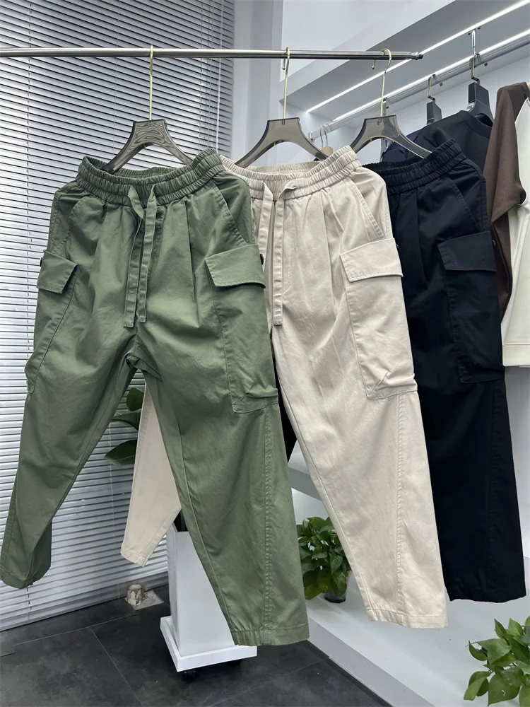 

Line! Men's Versatile Nine-Tenths Straight Leg Workwear Casual Pants with Large kets Spring Summer Ameika Sle