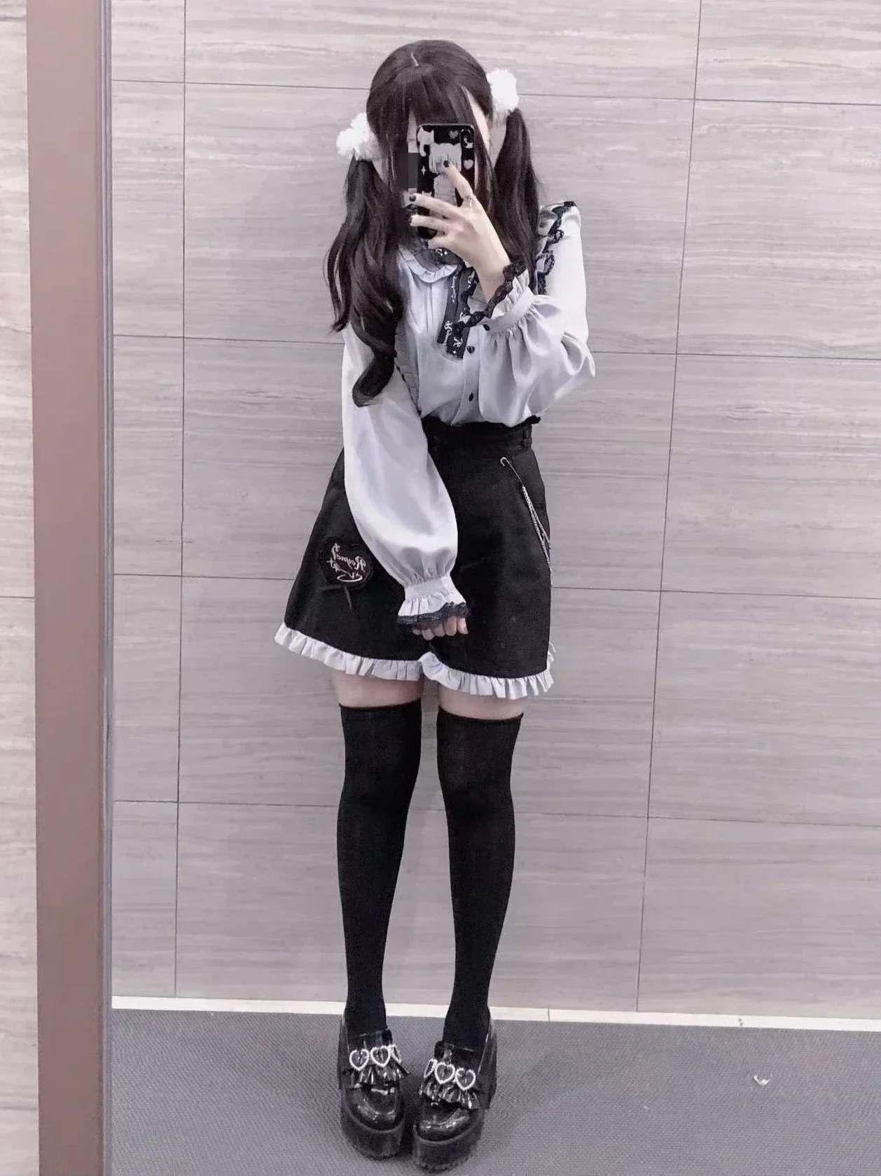 Lace Bow Tie Long Sleeve Shirt and Shorts Two-Piece Set New Sweet Girl Ladies Sweet Blouse High Waist Shorts Lolita Outfits