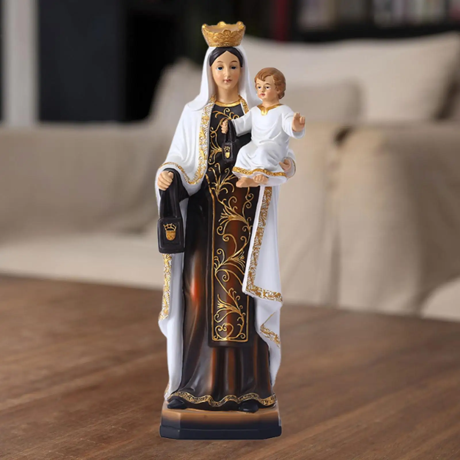 

Madonna and Child Statue Religious Gift Table Centerpiece Virgin Mary Figure for Fireplace Office Holiday Bedroom Decoration