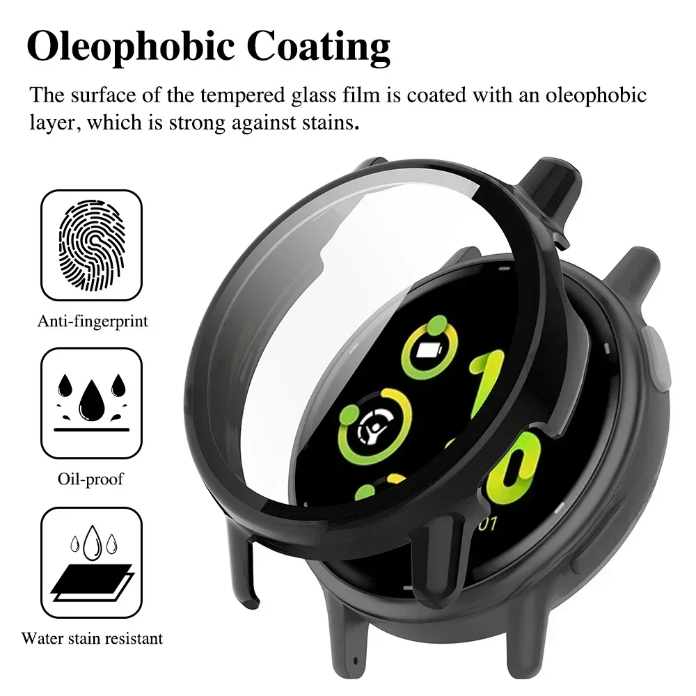 حافظة جديدة من الزجاج المقسى + PC لهاتف Garmin Vivoactive 5 مضادة للخدش واقي للشاشة غطاء حماية لـ Garmin Active 5 Shell