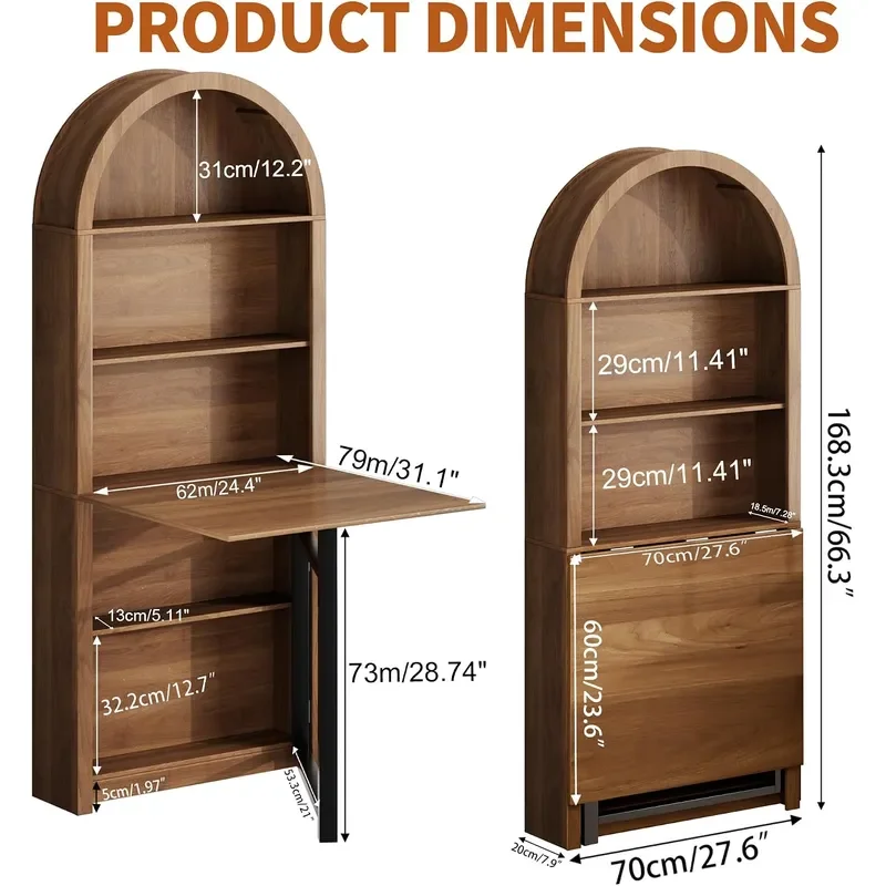 Folding Convertible Writing Table Fold-Out Murphy Desk Computer Desk