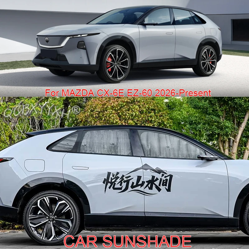 Car Sun Shade Aluminum Foil Foldable Heat Insulation Windshield Sunshades For Mazda CX-6E EZ-60 2026-Present Auto Protect Cover