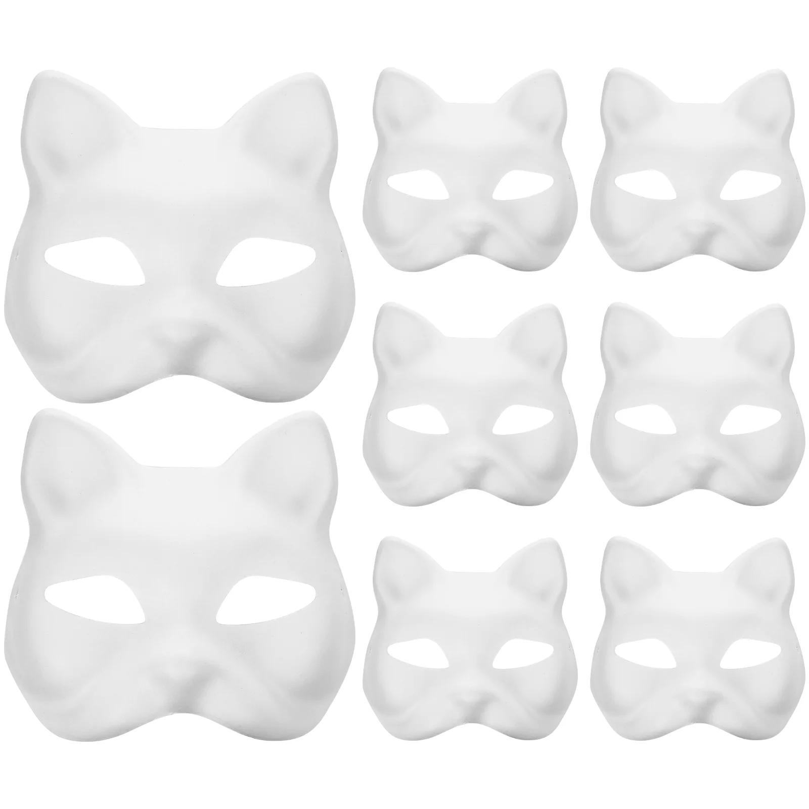 8 Pcs Pulp Blank Mask Black Face Masks Masquerade Props Paintable Cat Full White Animal