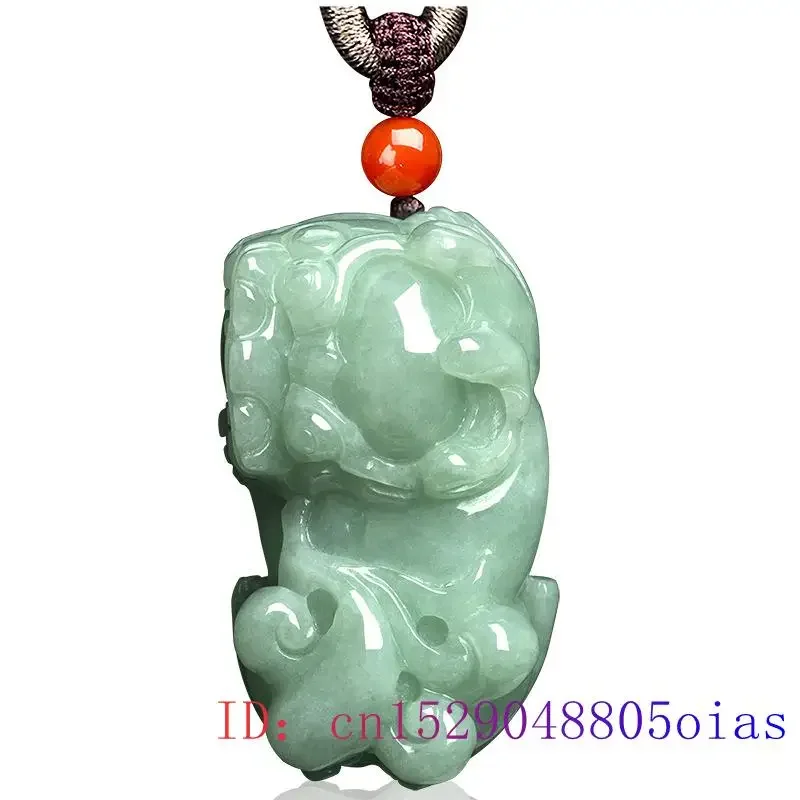 Imagem -04 - Jade da Birmânia Pixiu Pingente de Esmeralda dos Homens Esculpida Colar de Presente da Jóia Colares Designer de Moda Verde Jadeite Natural Talismãs