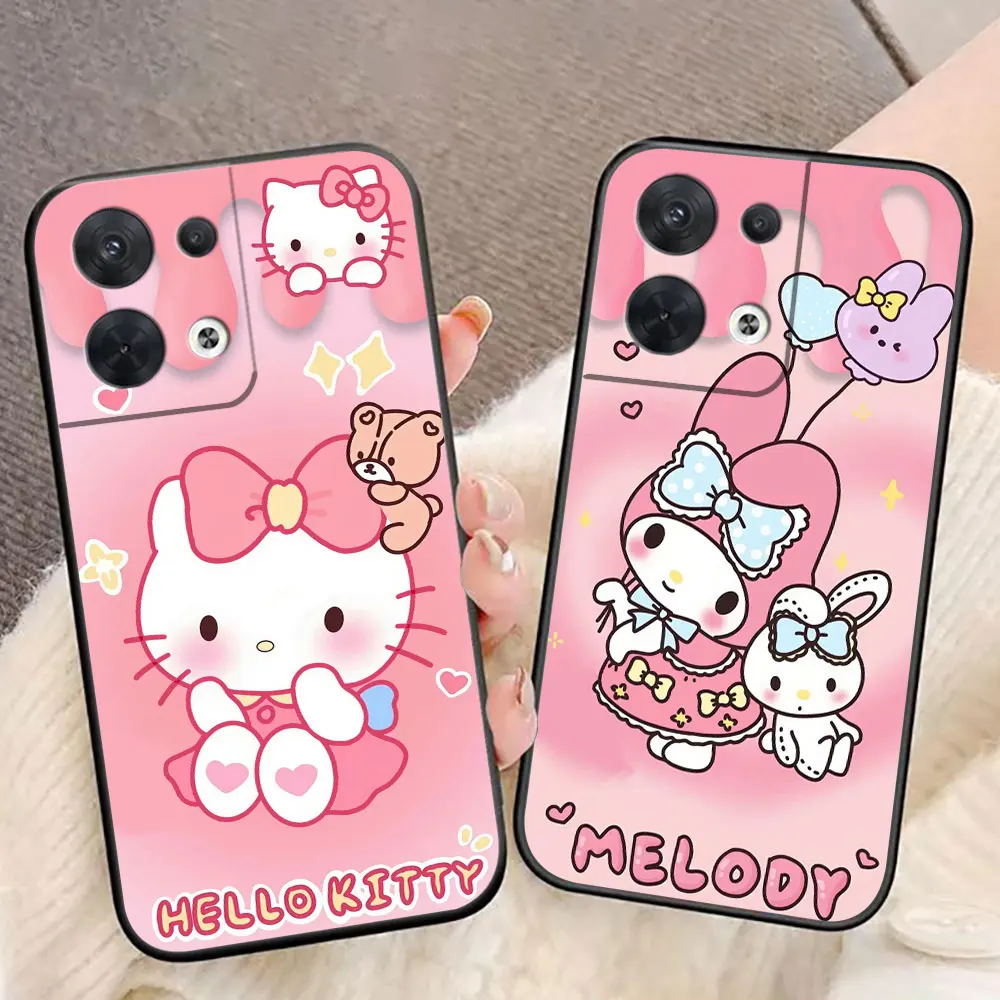 Cartoon Pink My Melody Cover Phone Case For OPPO RENO 11 11F 10 8T 8 7Z 7 6Z 6 5 5F 4 4F LITE PRO TPU Case Funda Coque Shell