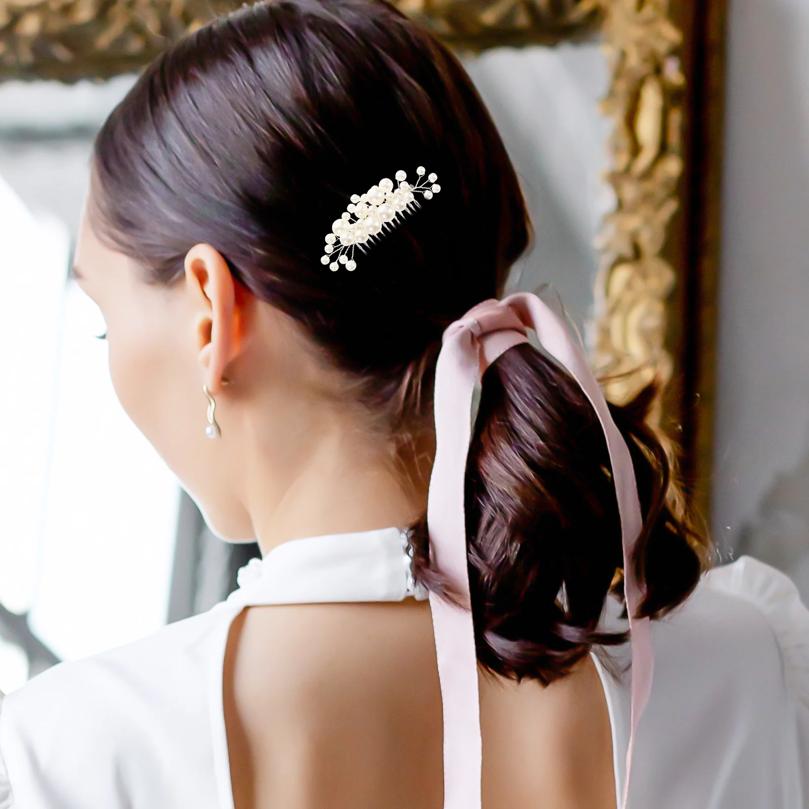 

Handmade Pearl Hair Comb Durable Bridal Wedding Headpiece Elegant Bride Accessories for Women Wedding Hair Comb Pearl