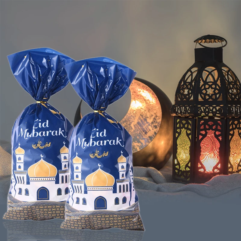 

10-100Pcs Eid Mubarak OPP Gift Bags Ramadan Kareem Candy Cookie Box Muslim Islamic Festival Party Decoration 2023 Eid Supplies