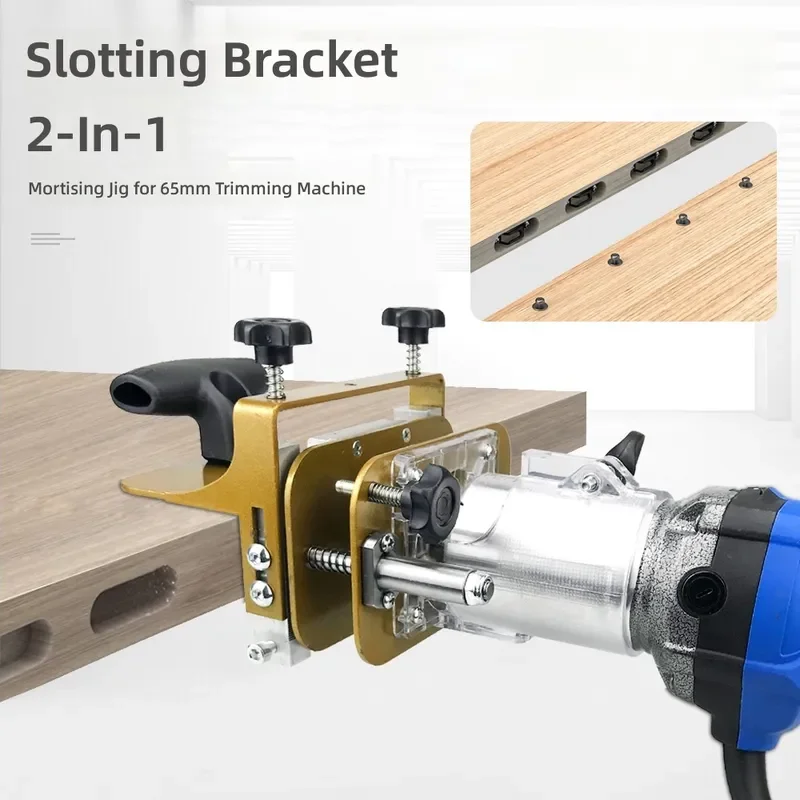 2-in-1 Woodworking Slotter Invisible Connector Tool Milling Cutter Trimming Machine Positioning Rack for Furniture Joinery