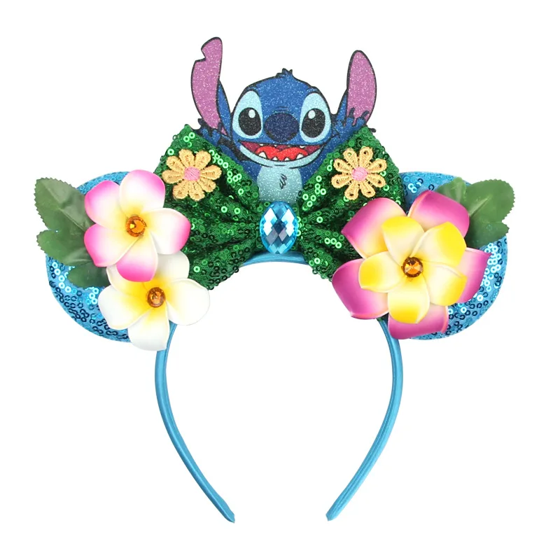 Disney Lilo & Stitch Cartoon Bow Headband Anime Jewelry Hair Accessorie Party Cosplay Hairband for Girls Boys Kids Birthday Gift