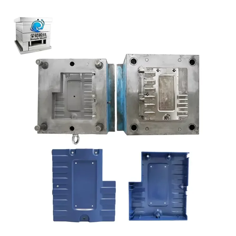 Custom Molded Plastic Parts Electrical and Mechanical Shell with Threaded Copper Nuts Bright Blue Surface