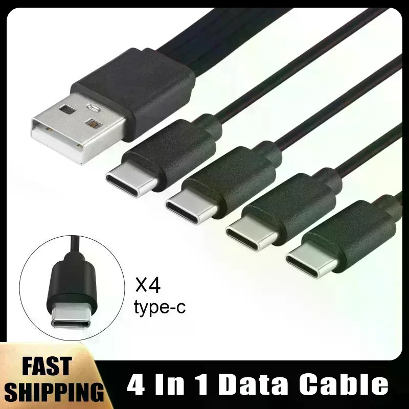 4 In 1 Multi-USB C Splitter Adapter Cable Charging Cord USB Type C Fast Charging Data Cable For Huawei Tablet Laptop PC