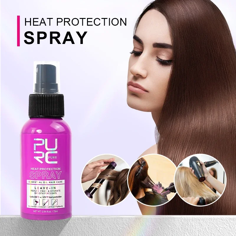 

PURC Heat Protection Spray Leave In Conditioner Coconut Oil Frizz Control Shine for All Hair Types Thermal Protection Hair Care