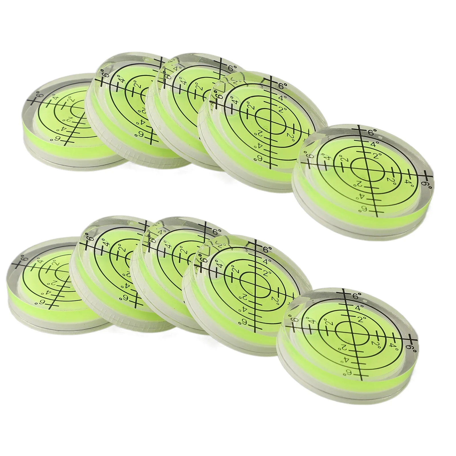 10 Pack 32x7mm Round For Spirit Bubble Level Vials For Measuring Meter Tools Circular Acrylic Clear Black Reference Lines