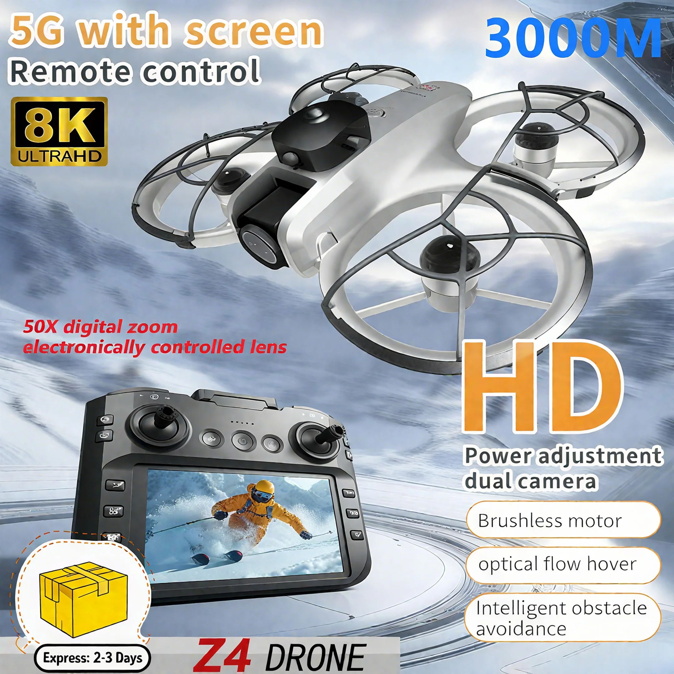 Z4 드론 8K 고화질 장시간 비행 5G WIFI 헤드리스 모드 모든 필수 기능을 하나의 드론에 브러시리스 모터 강력한 RC 쿼드콥터