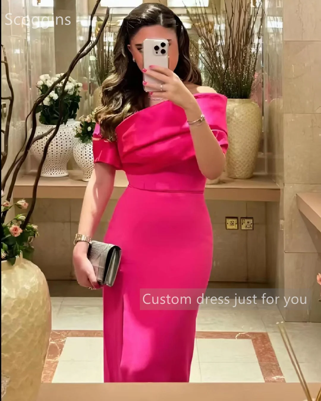 Scoggins  فساتين سهرة Column Off-The-Shoulder Neckline Floor-Length Short Sleeves Zipper Up Sleeveless Elegant Party Dresses