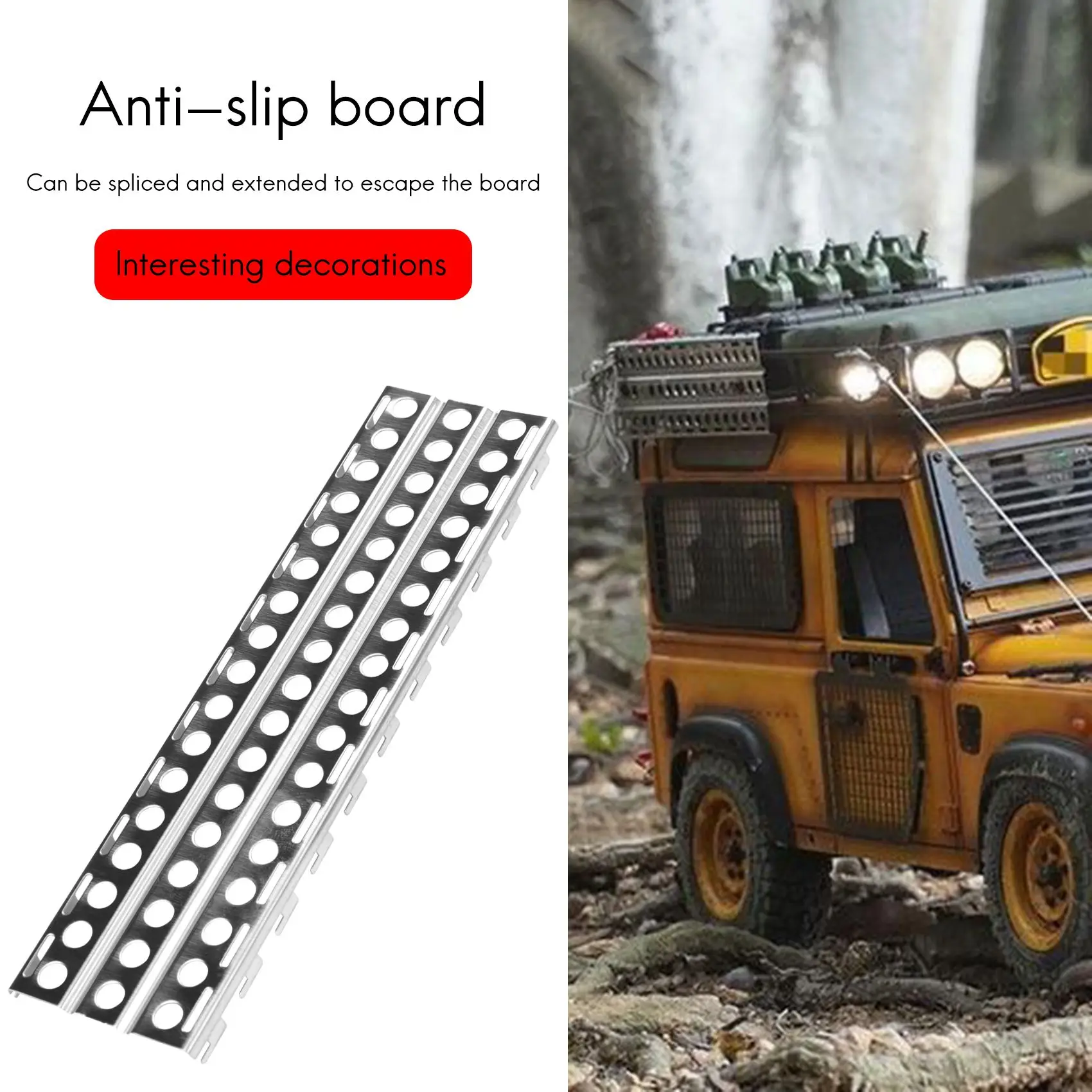 ABTI-2Pcs Stainless Steel Sand Ladders Board For Axial SCX10 TRX-4 D90 1/10 RC Crawler Car