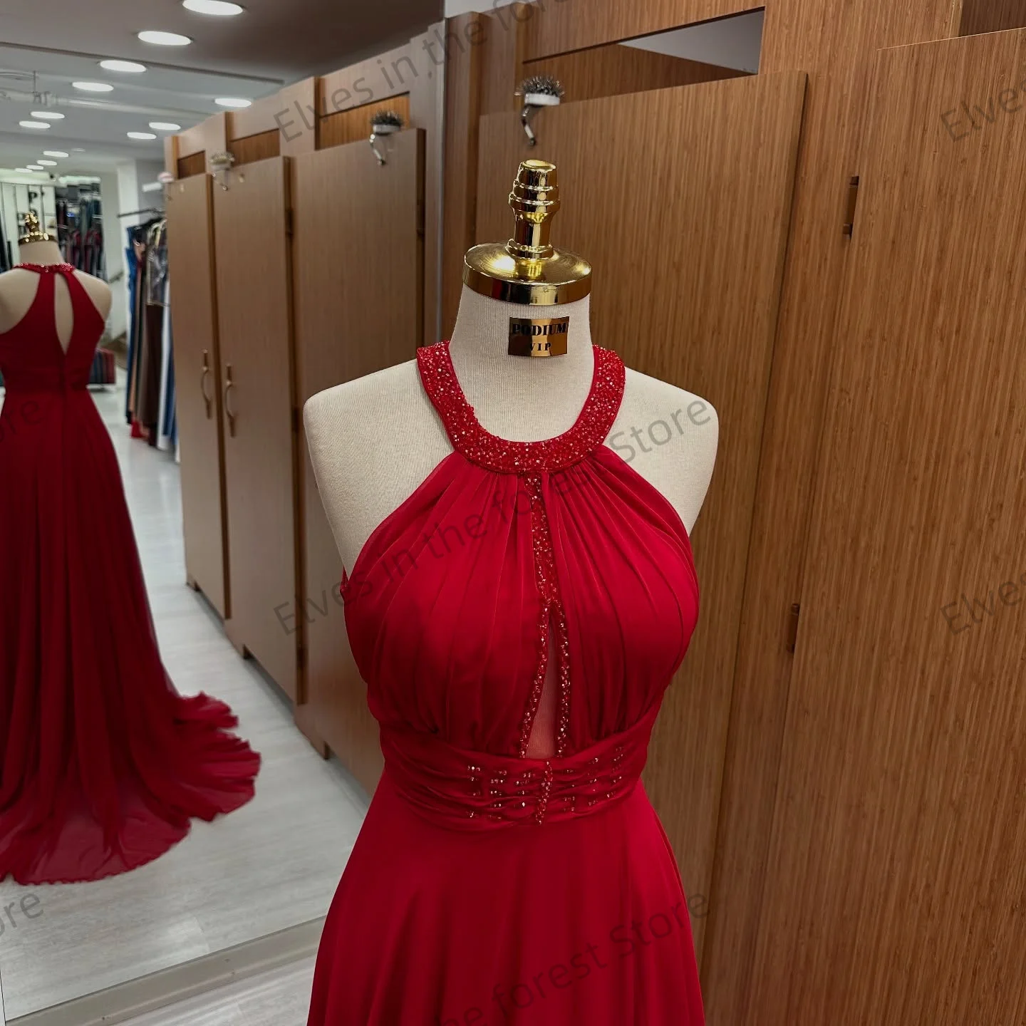 Charmante robe de soirée rouge brillante, ligne A, sans manches, longueur au sol, personnalisée, Sexy, dos nu, robes d'invitées de mariage