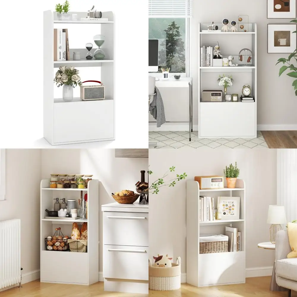 

4-уровневый отдельно стоящий книжный шкаф с выдвижным ящиком, открытые стеллажи, наборы с защитой от опрокидывания, стеллаж для хранения для демонстрации и организации