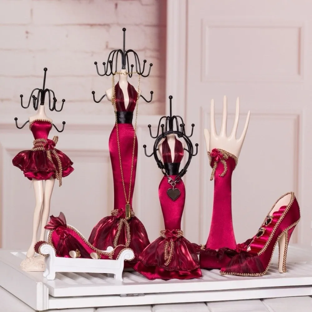 

Sofa Necklace Mannequin Display Stand High-heeled Shoes Luxury Fishtail Skirt Jewelry Stand Holder Dress Velvet