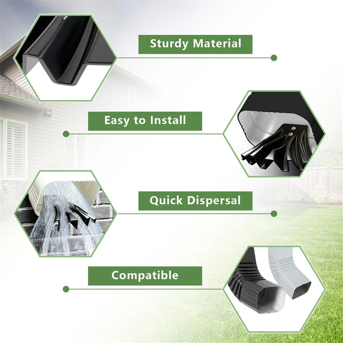 

ABNJ 2 шт. водосточная труба, удлинители водосточной трубы для дисперсии дождевой воды, диспергистратор дождевой желоба, черный