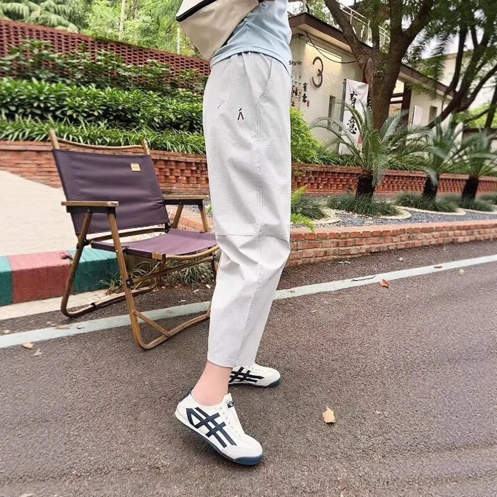 

Легкие быстросохнущие летние спортивные брюки женские 2026 года, новые, укороченные (до щиколотки), для прогулок, с охлаждающим эффектом, из ледяного шелка, с защитой от солнца, фасон «рутабага»