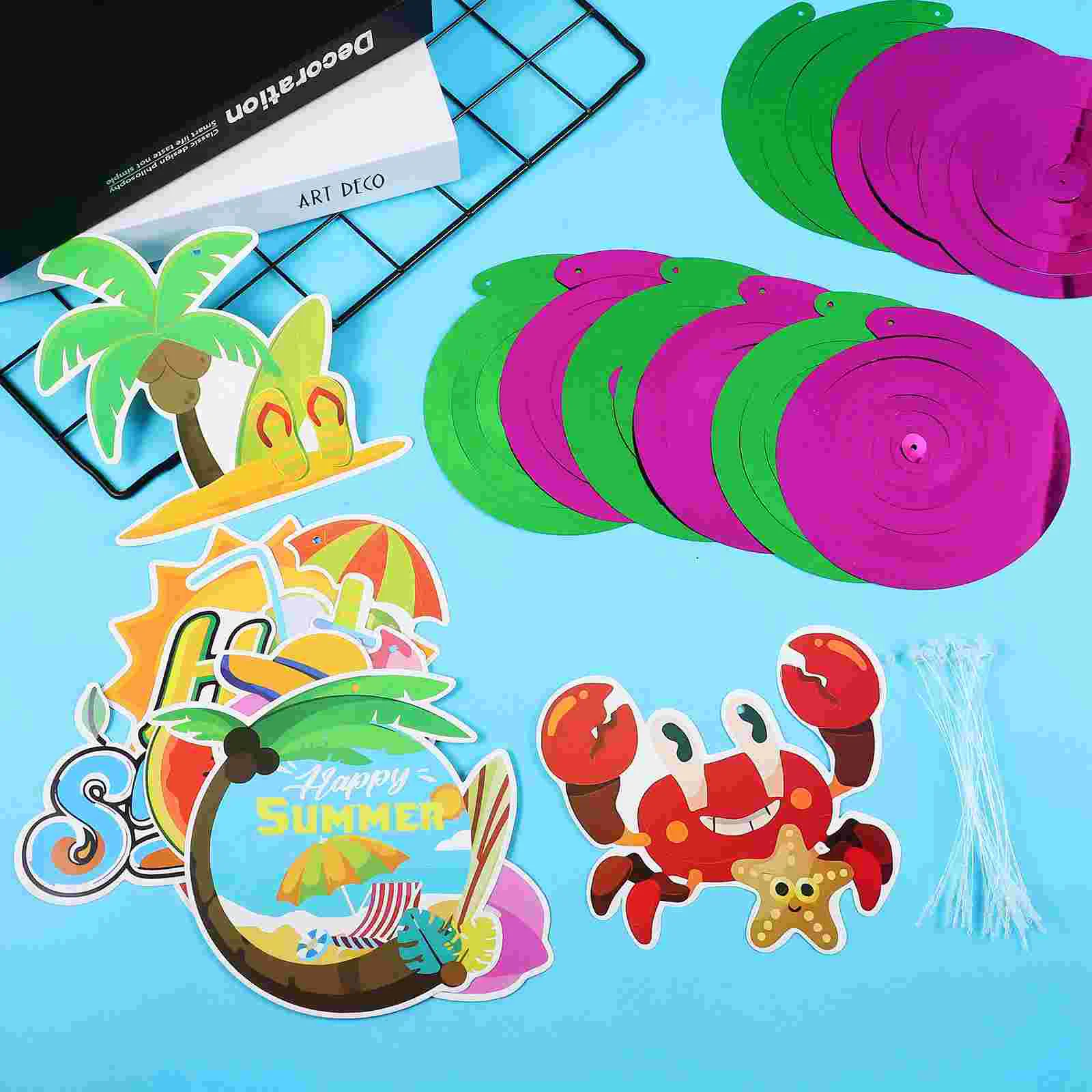 10 Pcs Summer Hawaiian Beach Pool Party Spiral Charms Pack Decorations Hanging Swirls The Banner Ceiling Streams