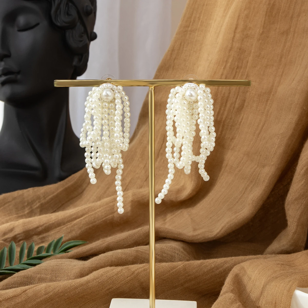 

White Flower Handcrafted Beaded Bow Long Drop Pendant Style Unique And Simple Design Beach Wear Earrings