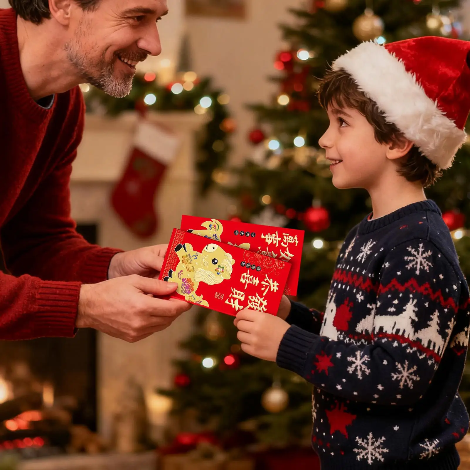 المظاريف الحمراء 6 قطع الكرتون المحمولة ديكورات المنزل المغلفات المال الصينية لصديقة الرجال النساء أطفال بنين بنات الشباب المراهقين #3