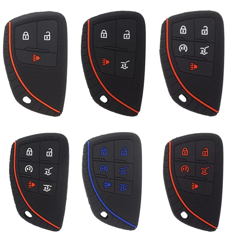 Xinyuexin Silicone Car Key Cover Case Fob Shell for GMC Yukon for Chevrolet 3/4/5/6 Buttons 2020-2023 Keychain Accessories