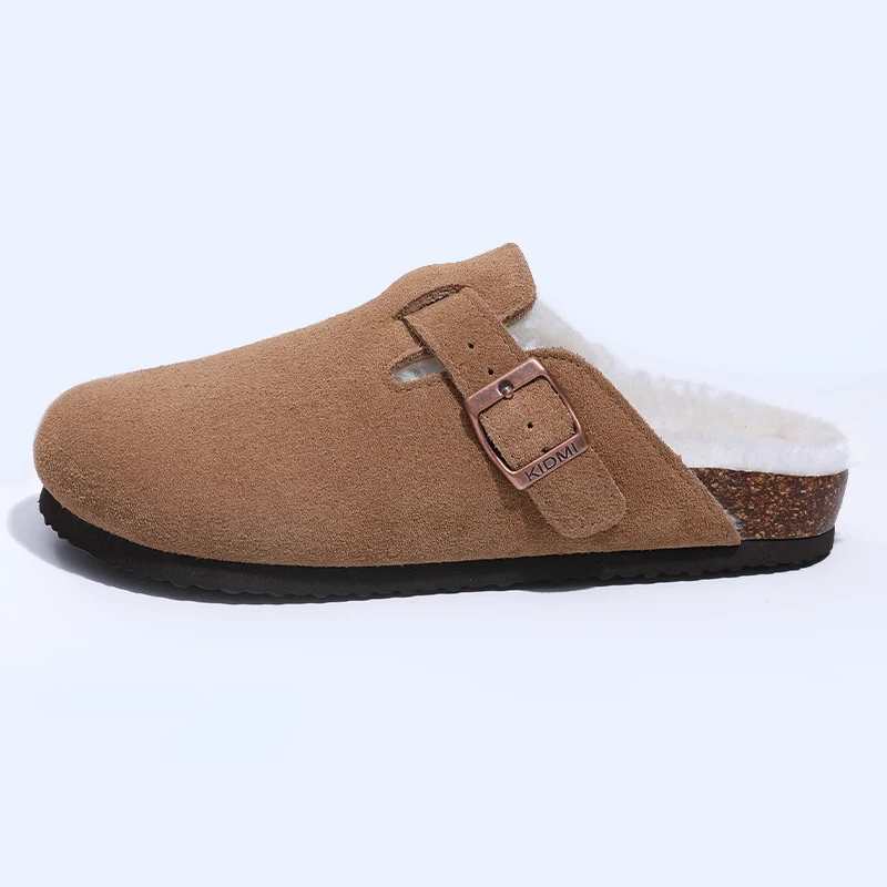 Shevalues sabots classiques en fourrure pour femmes hiver nouvelle mode semelle intérieure en liège pantoufle en peluche avec Support d'arc confortable maison Mules en daim fourrure