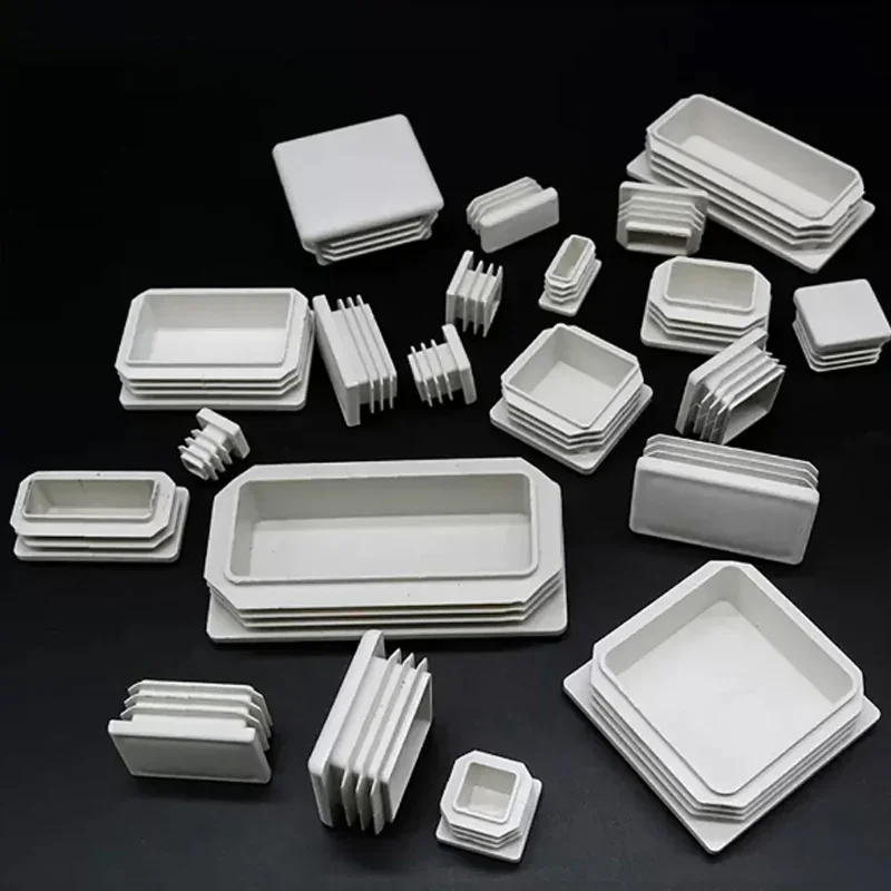 White Rectangle Square Plastic Blanking End Caps Steel Tube Pipe Inserts Plugs Bung Leg Stopfen Dust Cover