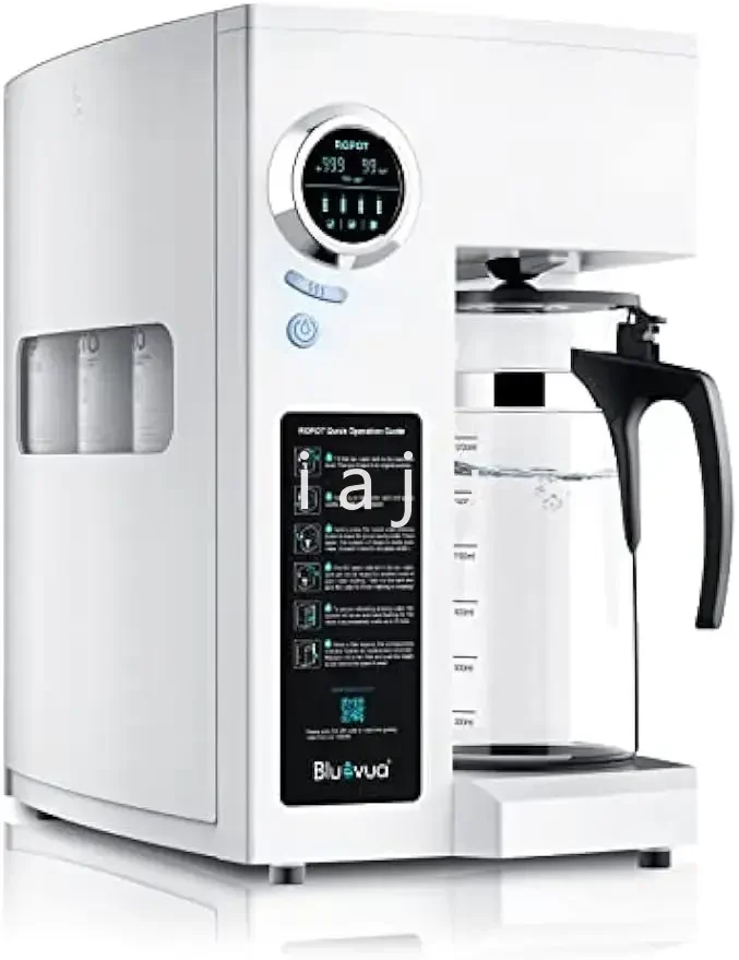 Bluevua RO100ROPOT Reverse Osmosis System Countertop Water Filter, 4 Stage Purification, Counter RO Filtration, 2:1 Pure