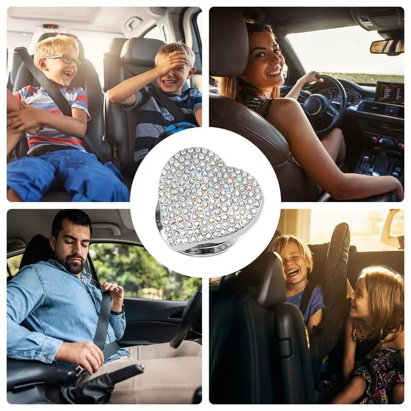 Engine Start Stop Button Decal Heart Shape One button start decorative sticker Rhinestone Glitter Push Start Button protective