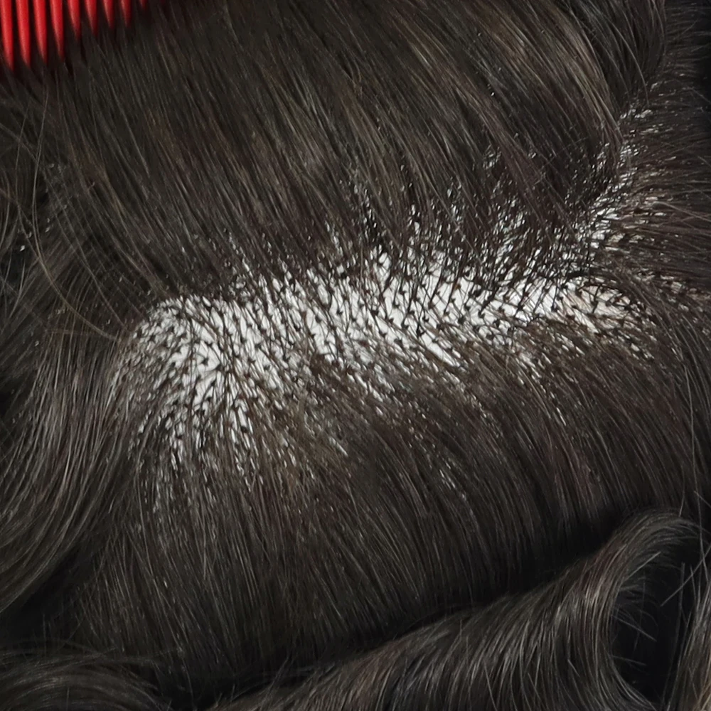 DMC 5 "الرجال الشعرية الاصطناعية نظام الشعر البشري الهندي 130% الكثافة عالية الجودة دائم غرامة خصلات شعر أحادية شعر مستعار رجل