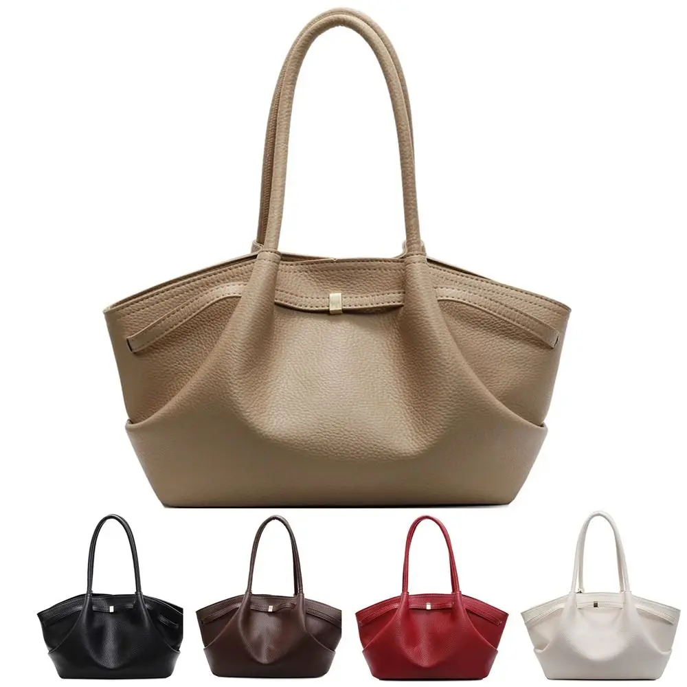 Luxury Lychee Pattern Underarm Shoulder Bags Solid Color Large Capacity Women's Handbags PU Leather Tote Bag Travel