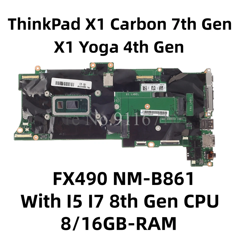 01YU356 FX490 NM-B861 For Lenovo ThinkPad X1 Carbon 7th Gen/X1