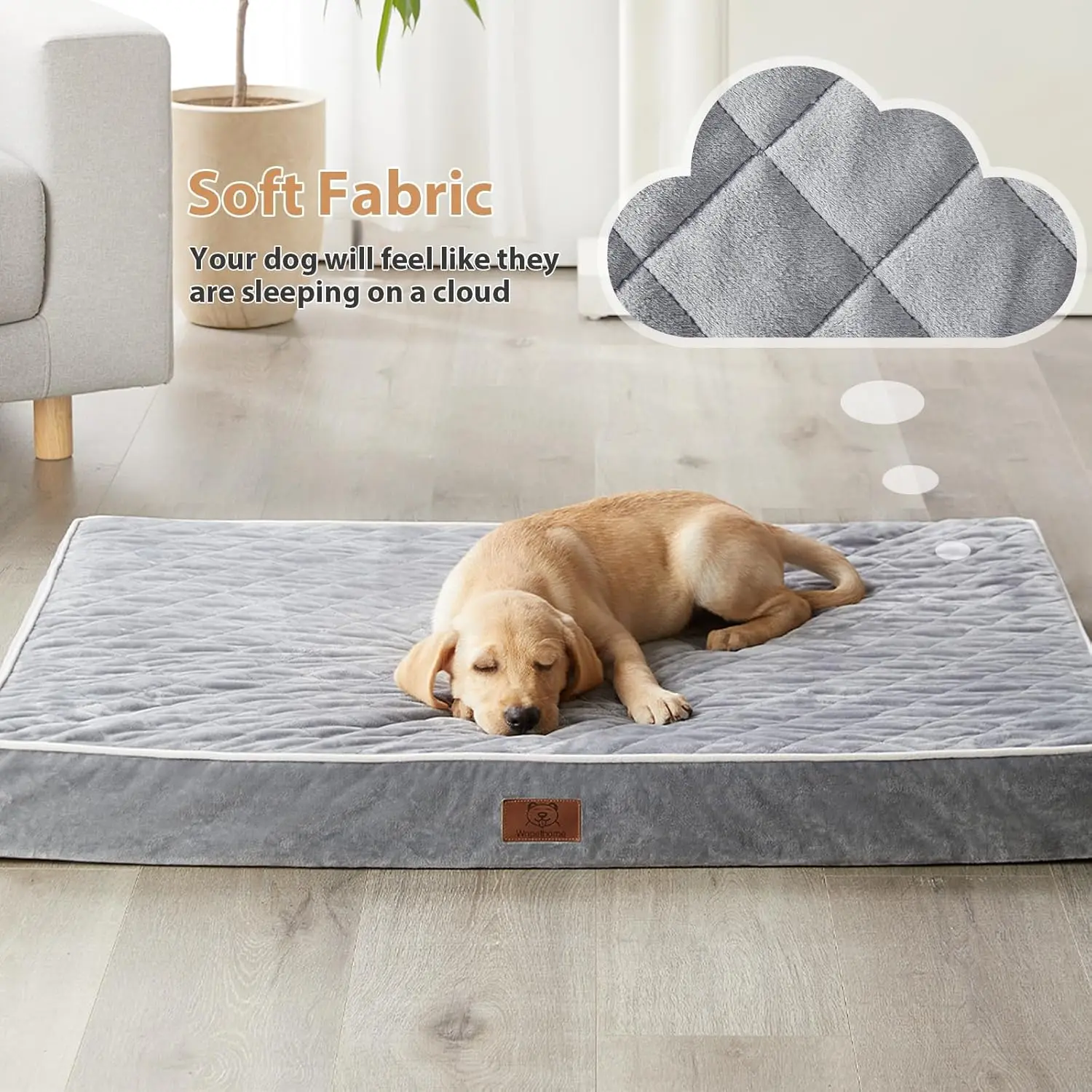 Orthopedic Dog Beds for Large Dogs, Extra Large Waterproof Dog Bed with Removable Washable Cover & Anti-Slip Bottom, E