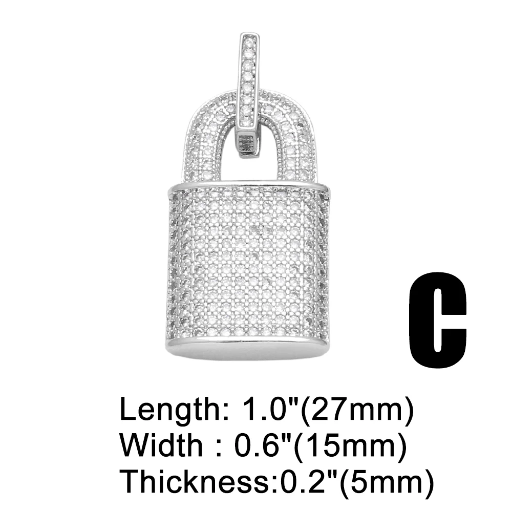 OCESRIO Fashion White Crystal Lock Key Pendant for Necklaces Copper Gold Plated Jewelry Making Component Wholesale pdtb636