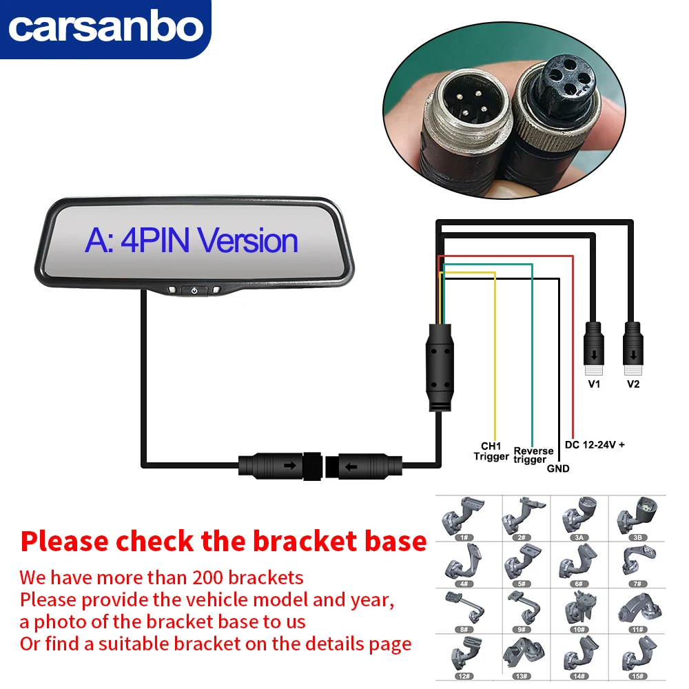 Carsanbo 9.66 inch 4PIN Aviation Head Bus Truck Van Oem Digital Rearview Mirror Monitor Ahd 1080p For Hd Reversing Full Display