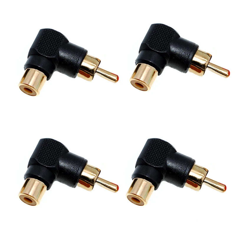 4pcs RCA right angle connector plug adapters male to female 90 degree elbow