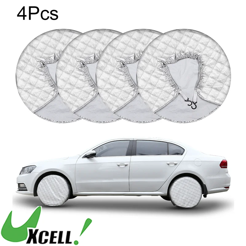 UXCELL Set of 4 Vehicle Wheel Tire Covers Waterproof Aluminum Film Tire Sun Dust Protectors for Car Trailer Fits 27-29 inch