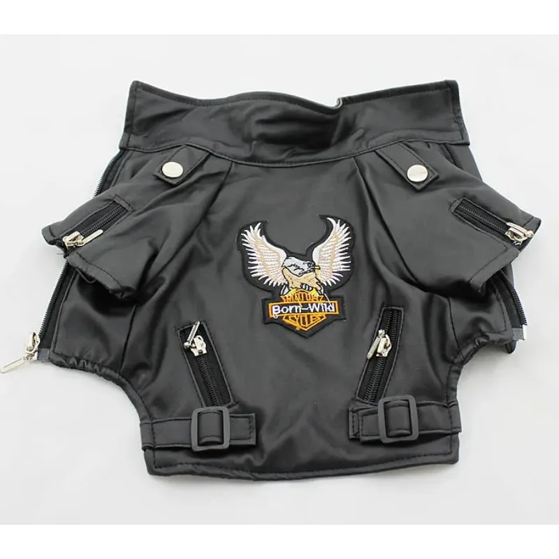 Small/Medium dog Pet Luxury Leather Jacket Coats for dog Autumn/Winter Eagle Chihuahua dog cat puppy vest clothes costume