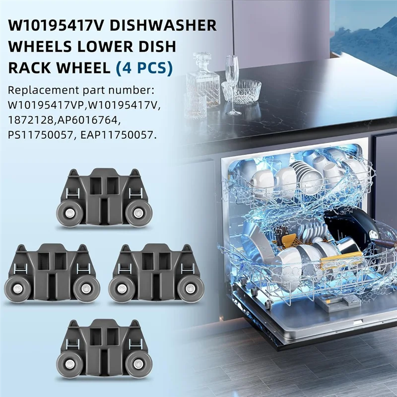 AC39-W10195417 ruedas para lavavajillas estante inferior para Kitchenaid Whirlpool Kenmore rodillo para lavavajillas reemplaza a PS11750057